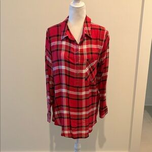 NWT Evereve Peyton Jensen Mac Popover Plaid Tunic Top Sz M